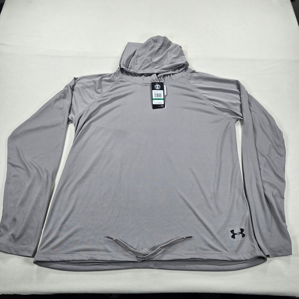 NWT Under Armour Heatgear Velocity Twist Hoodie in Gray Women's Size Large